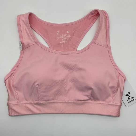 Xersion Women's Medium Support Sports Bra Shine Pink Rose Size M L XL - Picture 5 of 12